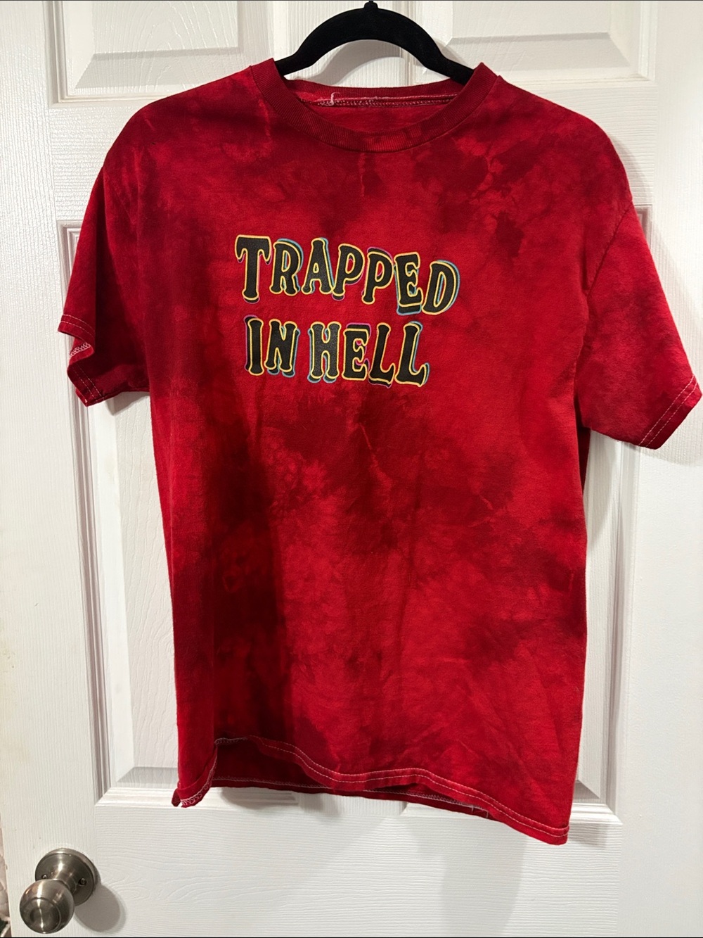 Red 'Trapped In Hell' Short Sleeve Tee